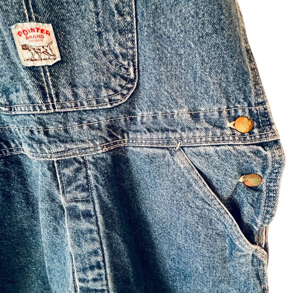 Vtg Pointer Denim Bib Overalls USA Size 36 Workwear Straight Leg Farmer 18916 - Picture 7 of 16